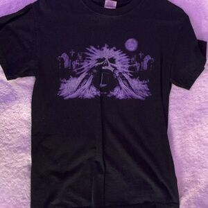 Black T-Shirt with Purple Graphic